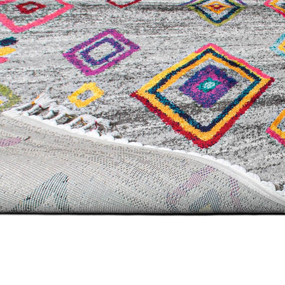 שטיח מיקונוס 03 אפור ראנר עם פרנזים | השטיח האדום