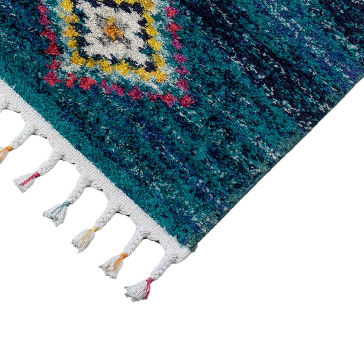 שטיח מיקונוס 01 כחול עם פרנזים | השטיח האדום