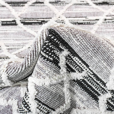 שטיח אטלס 02 אפור/שחור/קרם עגול | השטיח האדום