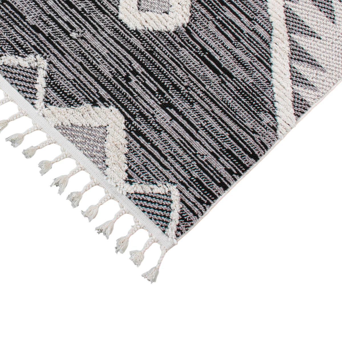 שטיח אטלס 04 אפור כהה עם פרנזים | השטיח האדום