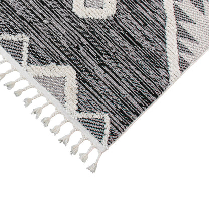 שטיח אטלס 04 אפור כהה עם פרנזים | השטיח האדום