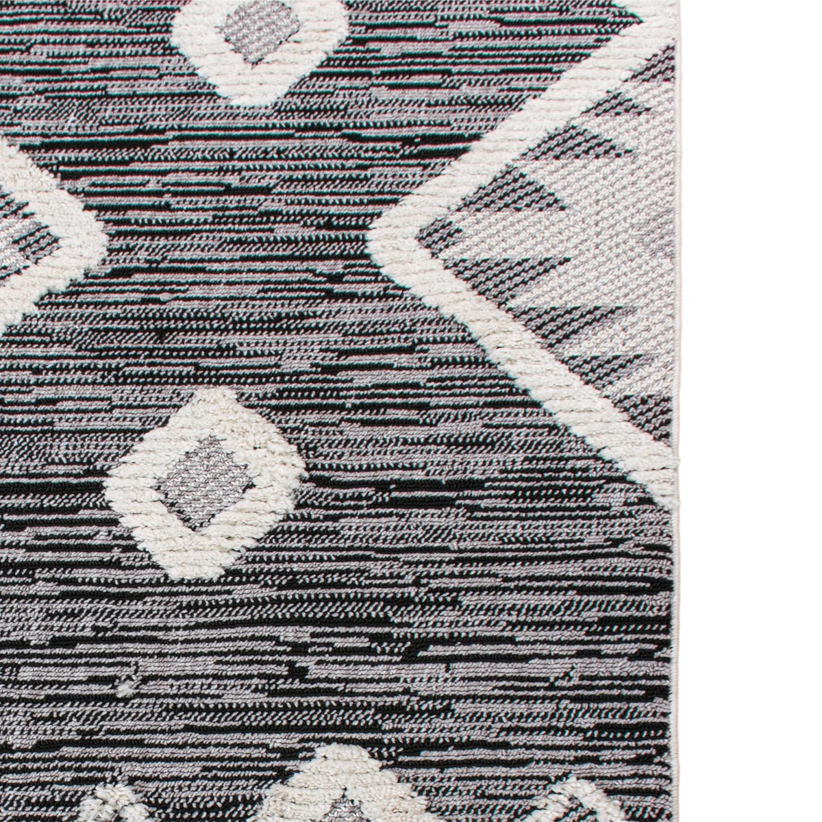 שטיח אטלס 04 אפור כהה עם פרנזים | השטיח האדום