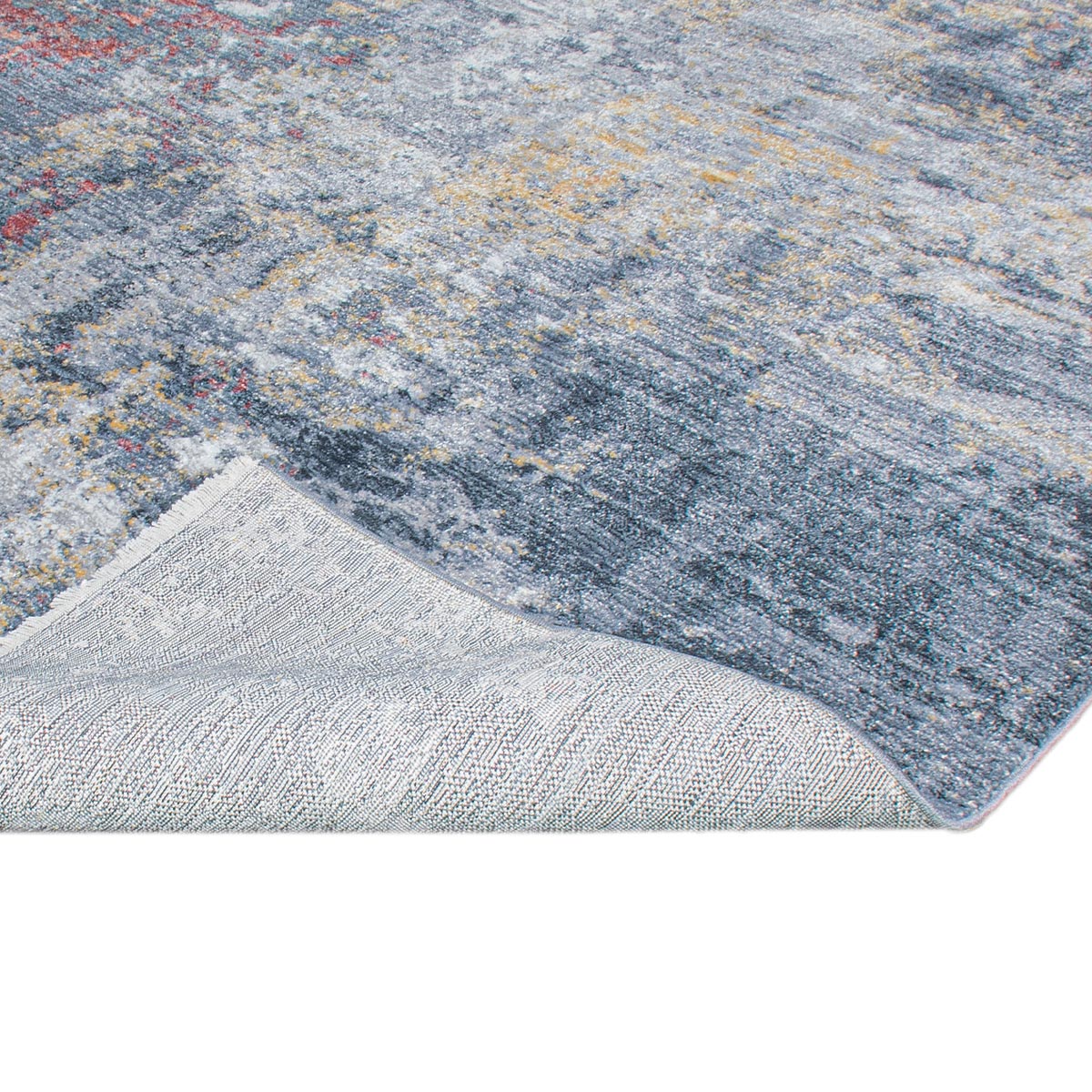 שטיח איסטנבול 02 אפור/צהוב/כתום עם פרנזים | השטיח האדום
