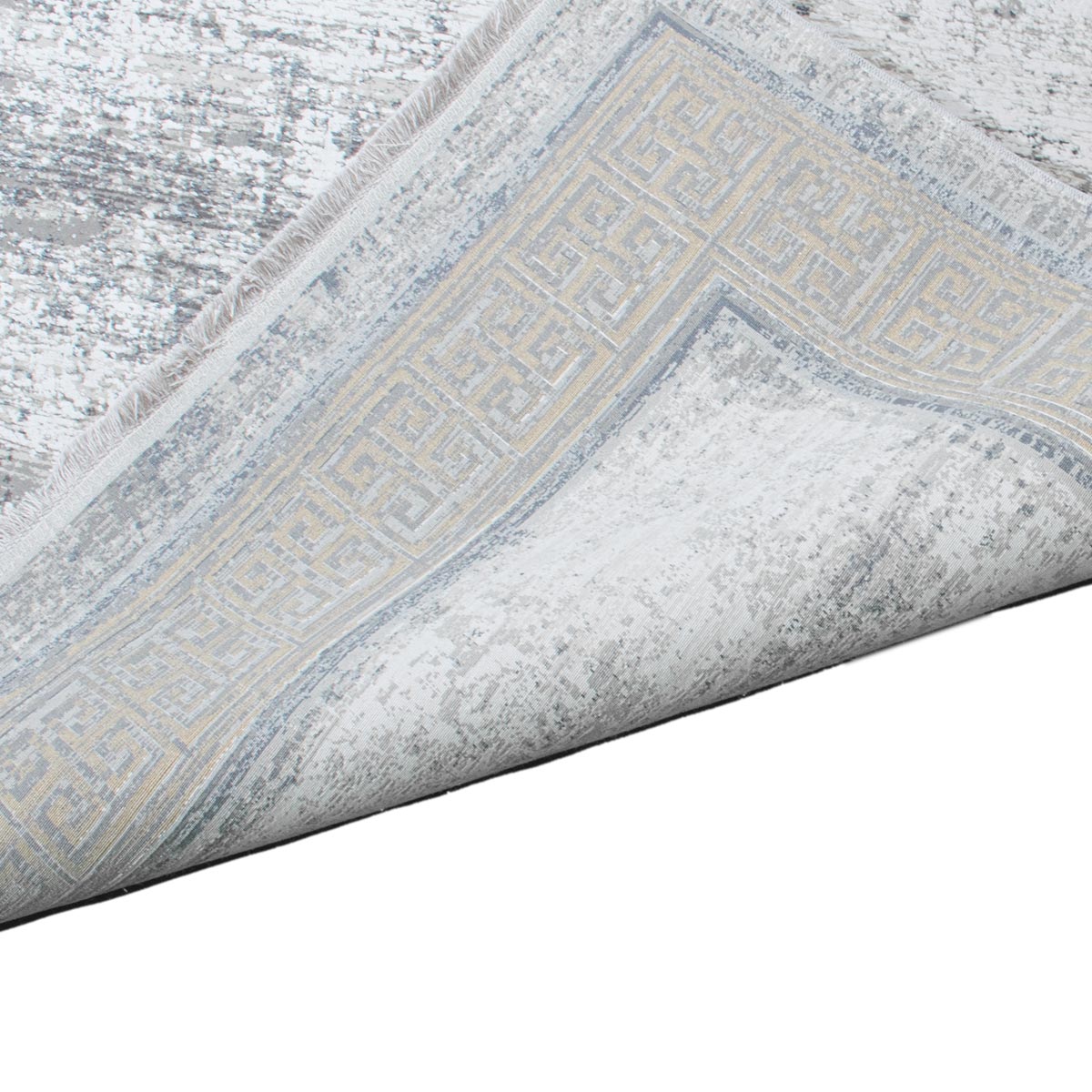 שטיח ג'איפור 21 אפור/בז' עם פרנזים | השטיח האדום