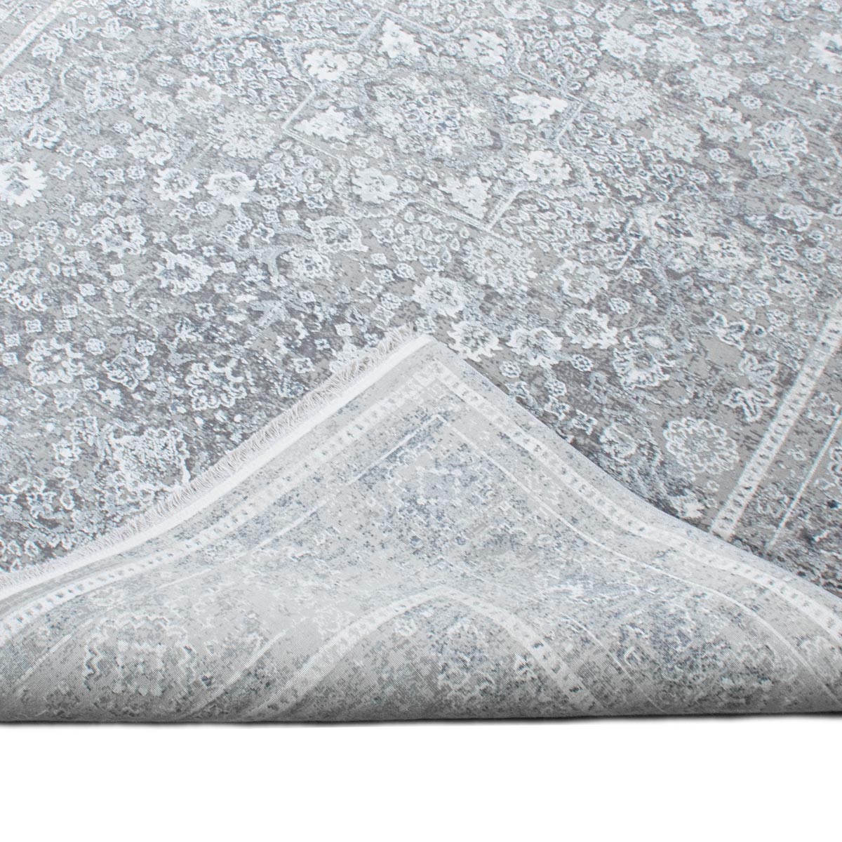 שטיח ג'איפור 22 אפור עם פרנזים | השטיח האדום