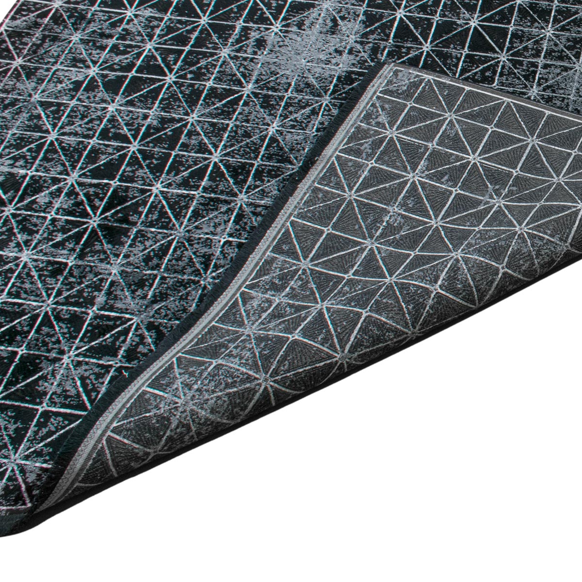 שטיח ג'איפור 12 שחור/אפור ראנר עם פרנזים | השטיח האדום