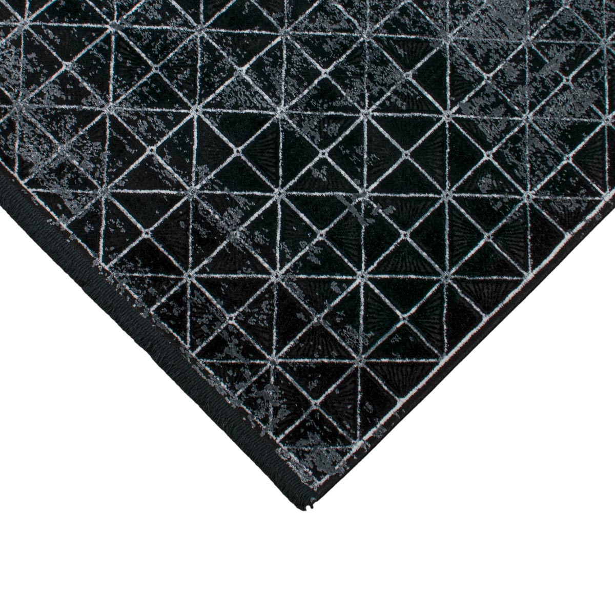 שטיח ג'איפור 12 שחור/אפור ראנר עם פרנזים | השטיח האדום