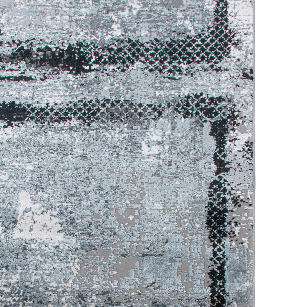 שטיח ג'איפור 14 שחור/אפור עם פרנזים | השטיח האדום