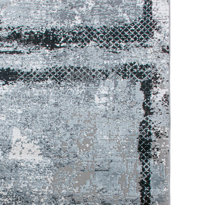 שטיח ג'איפור 14 שחור/אפור עם פרנזים | השטיח האדום