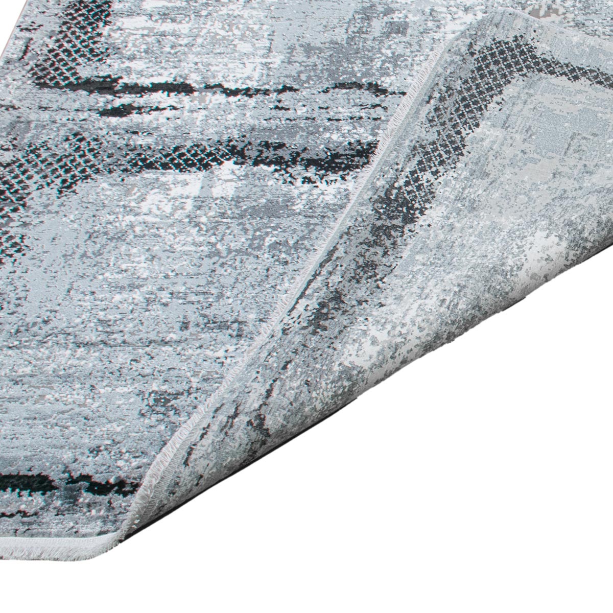 שטיח ג'איפור 14 שחור/אפור עם פרנזים | השטיח האדום