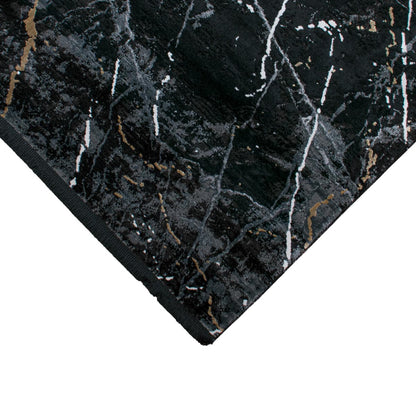 שטיח ג'איפור 10 שחור/אפור עם פרנזים | השטיח האדום