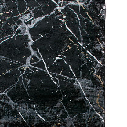 שטיח ג'איפור 10 שחור/אפור עם פרנזים | השטיח האדום