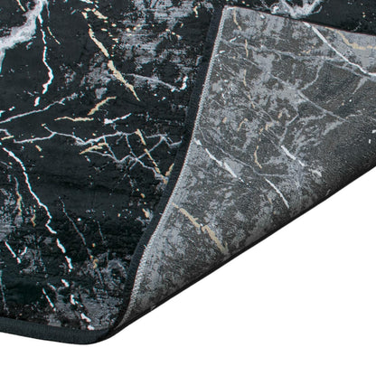 שטיח ג'איפור 10 שחור/אפור עם פרנזים | השטיח האדום