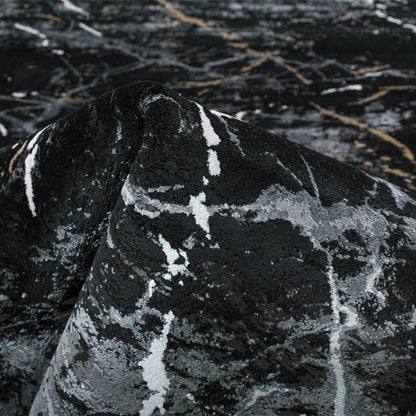 שטיח ג'איפור 10 שחור/אפור עגול עם פרנזים | השטיח האדום