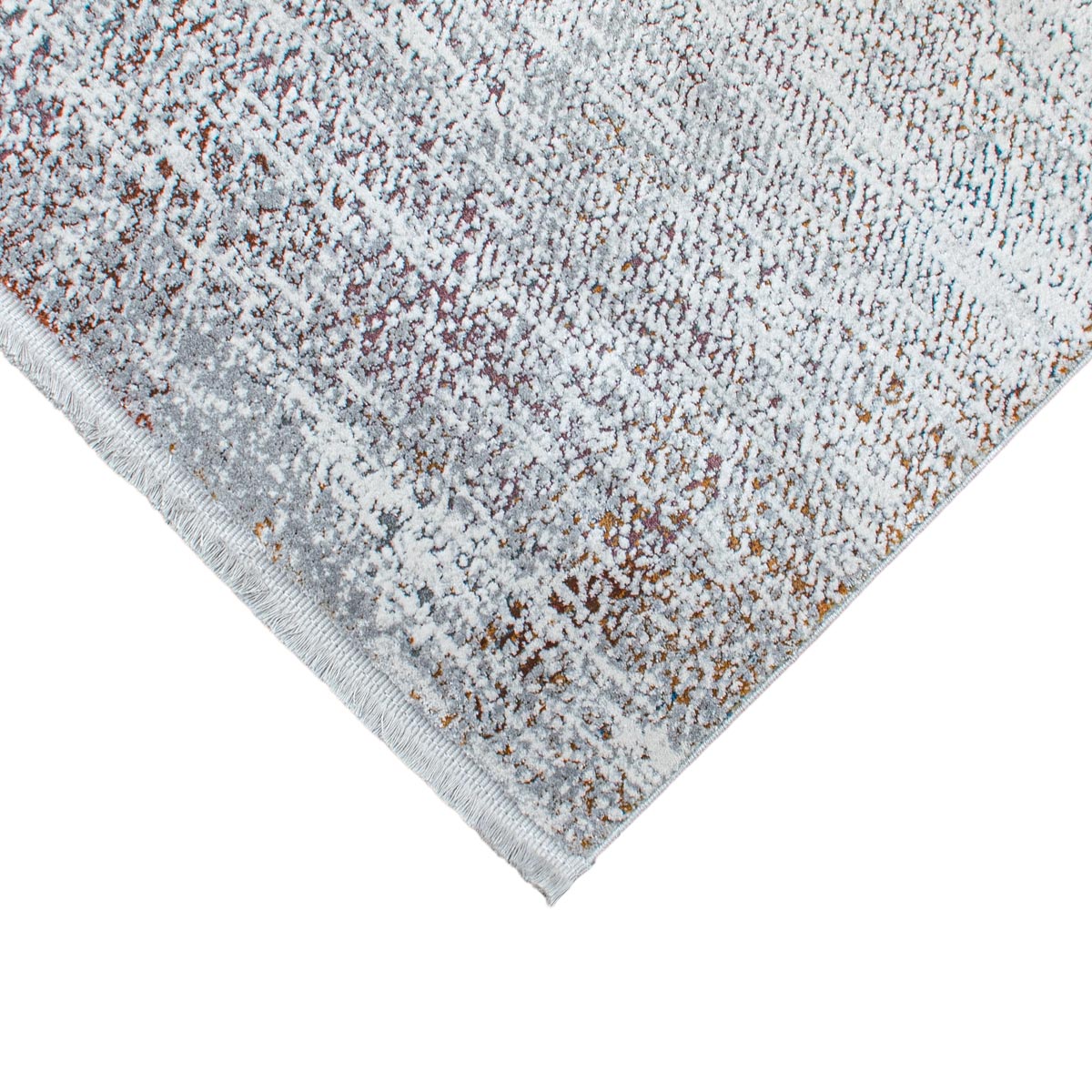 שטיח מילאנו 44 לבן/אפור עם פרנזים | השטיח האדום