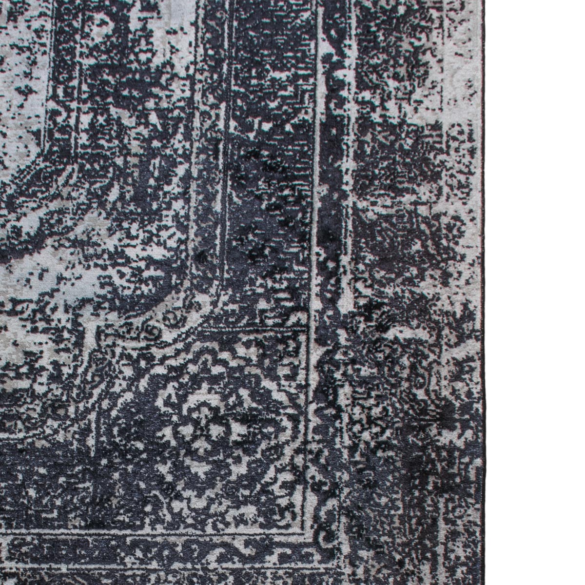 שטיח טוקיו 05 שחור/אפור עם פרנזים | השטיח האדום