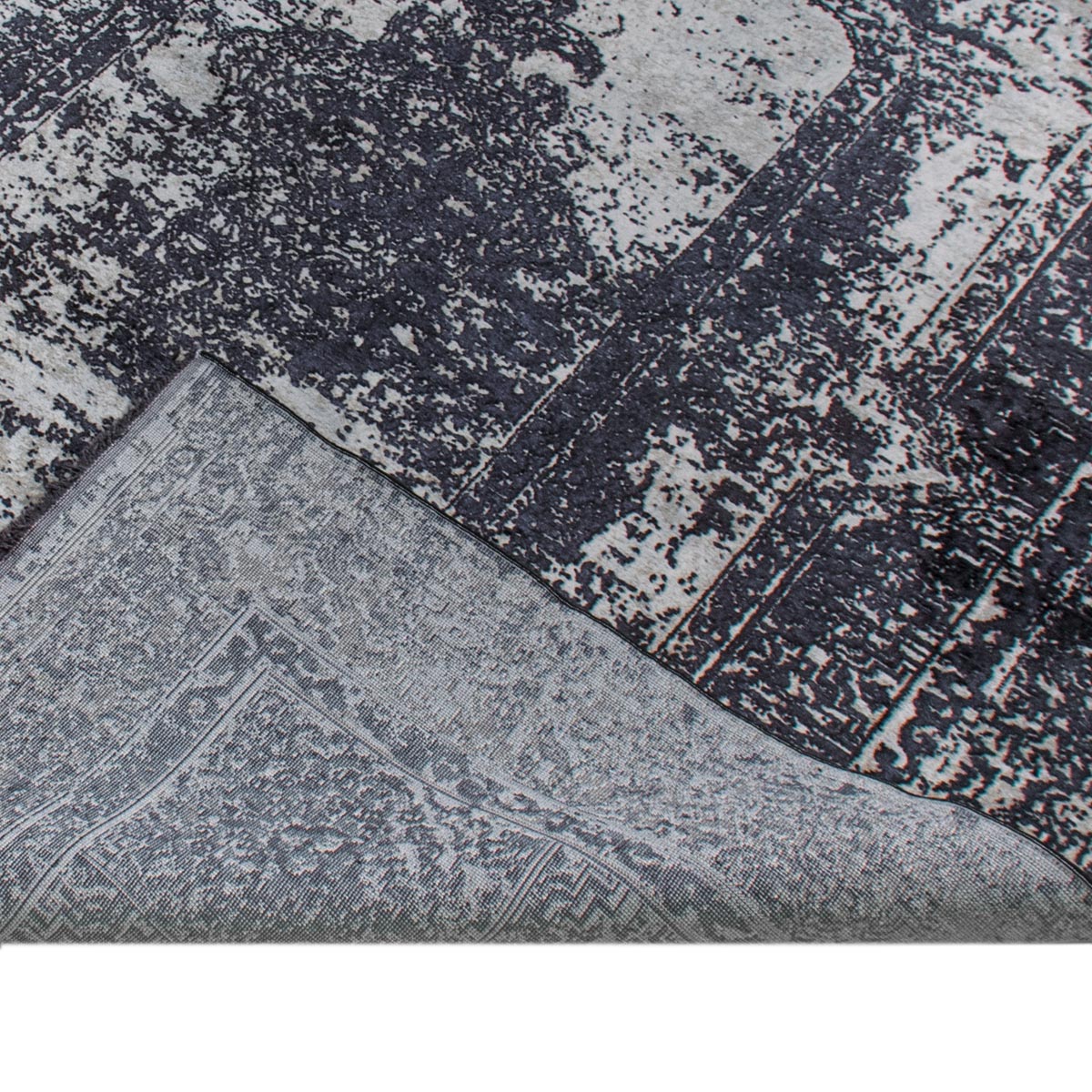 שטיח טוקיו 05 שחור/אפור עם פרנזים | השטיח האדום