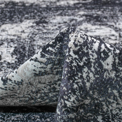 שטיח טוקיו 05 שחור/אפור עם פרנזים | השטיח האדום