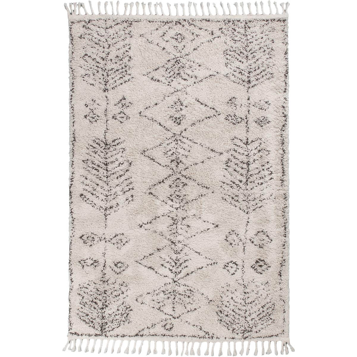 שטיח שאגי מרקש 01 קרם/שחור עם פרנזים | השטיח האדום