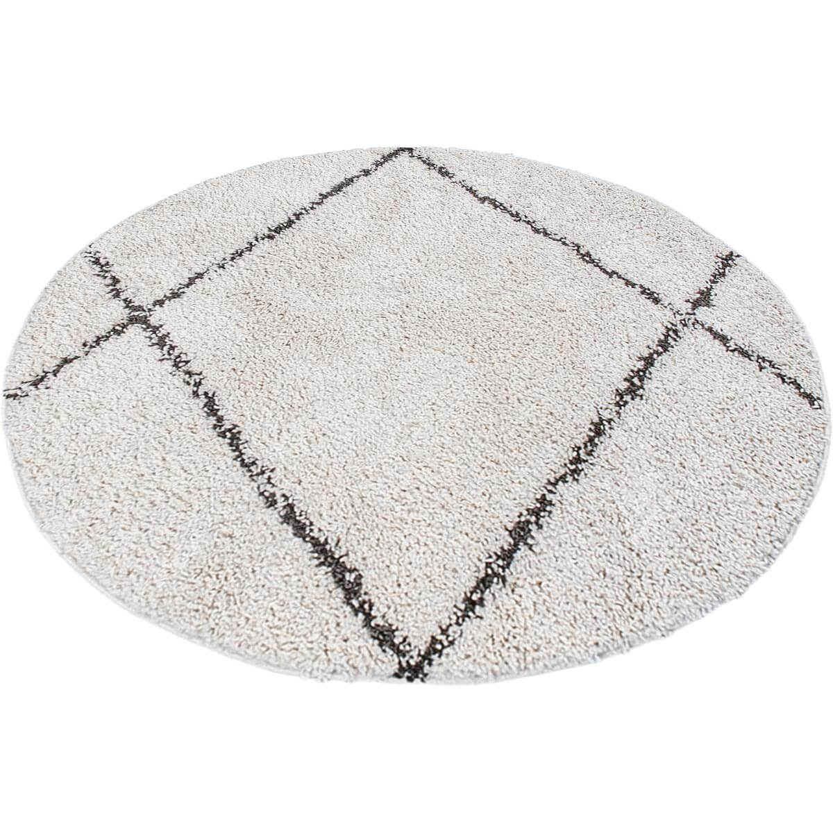 שטיח שאגי מרקש 05 קרם/שחור עגול | השטיח האדום