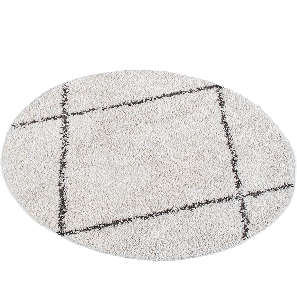 שטיח שאגי מרקש 05 קרם/שחור עגול | השטיח האדום