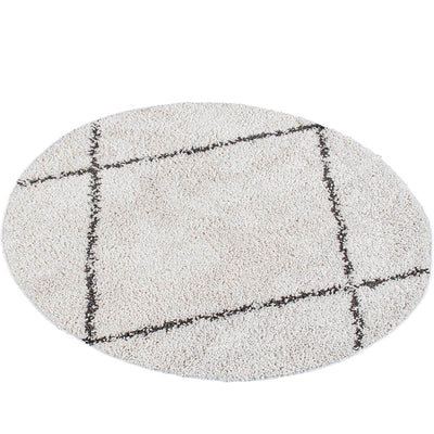 שטיח שאגי מרקש 05 קרם/שחור עגול | השטיח האדום
