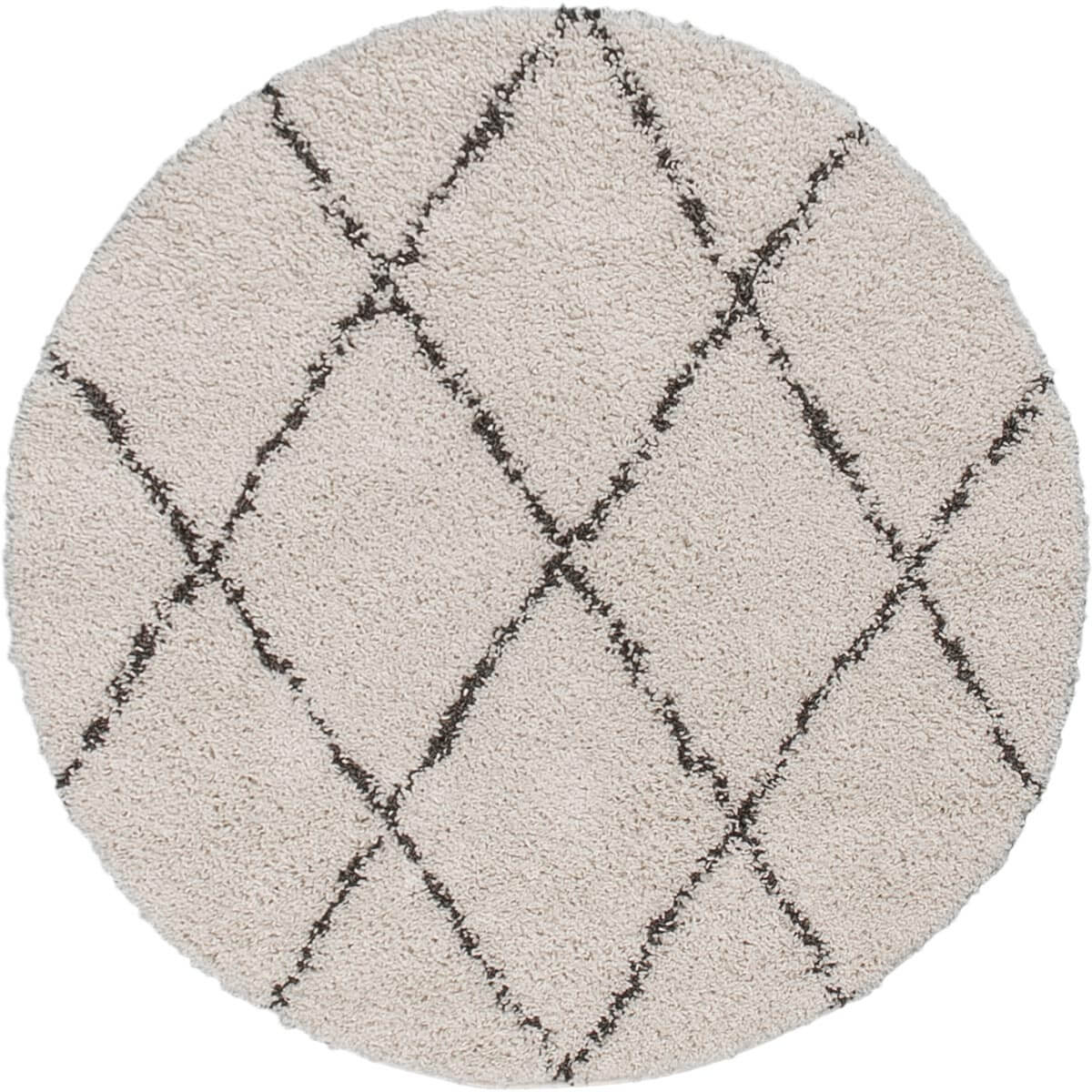 שטיח שאגי מרקש 02 קרם/שחור עגול | השטיח האדום