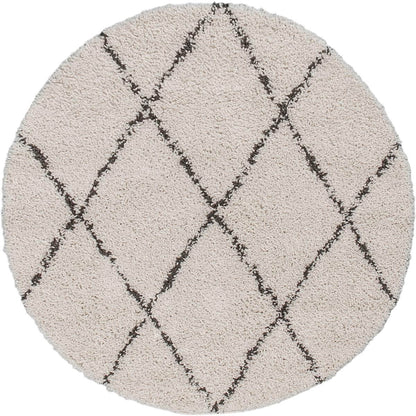 שטיח שאגי מרקש 02 קרם/שחור עגול | השטיח האדום
