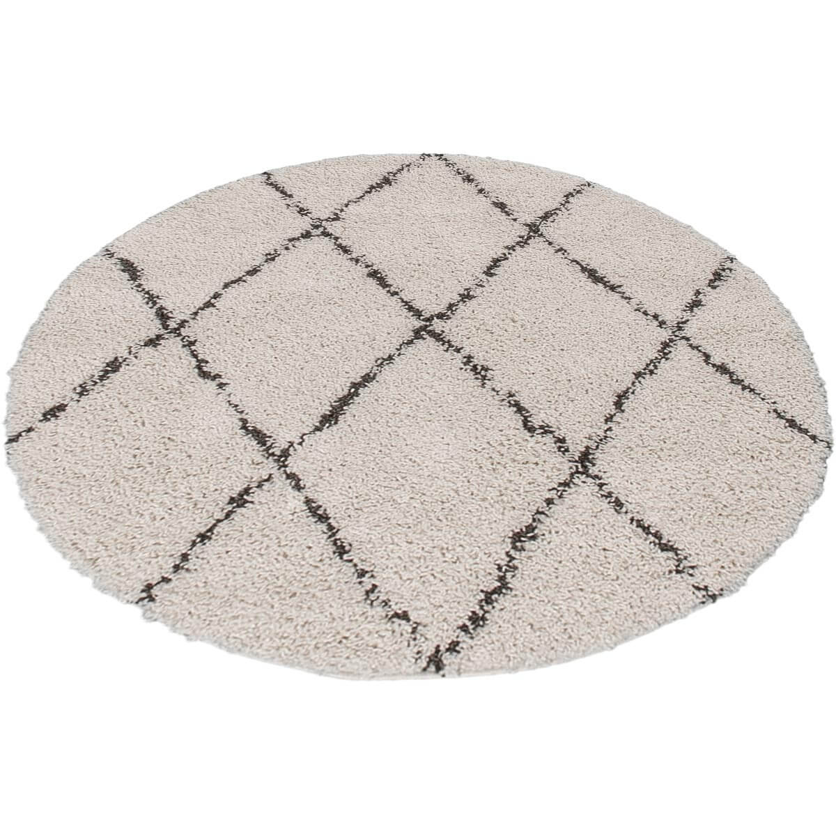 שטיח שאגי מרקש 02 קרם/שחור עגול | השטיח האדום