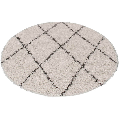 שטיח שאגי מרקש 02 קרם/שחור עגול | השטיח האדום