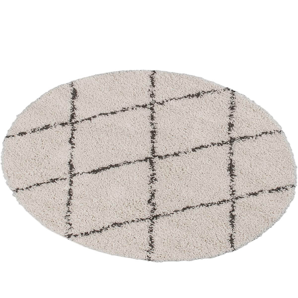 שטיח שאגי מרקש 02 קרם/שחור עגול | השטיח האדום