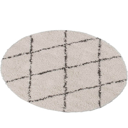 שטיח שאגי מרקש 02 קרם/שחור עגול | השטיח האדום