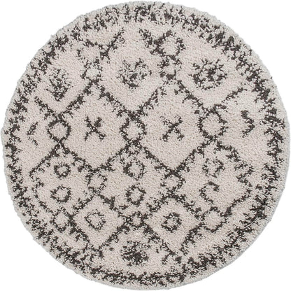 שטיח שאגי מרקש 06 קרם/שחור עגול | השטיח האדום