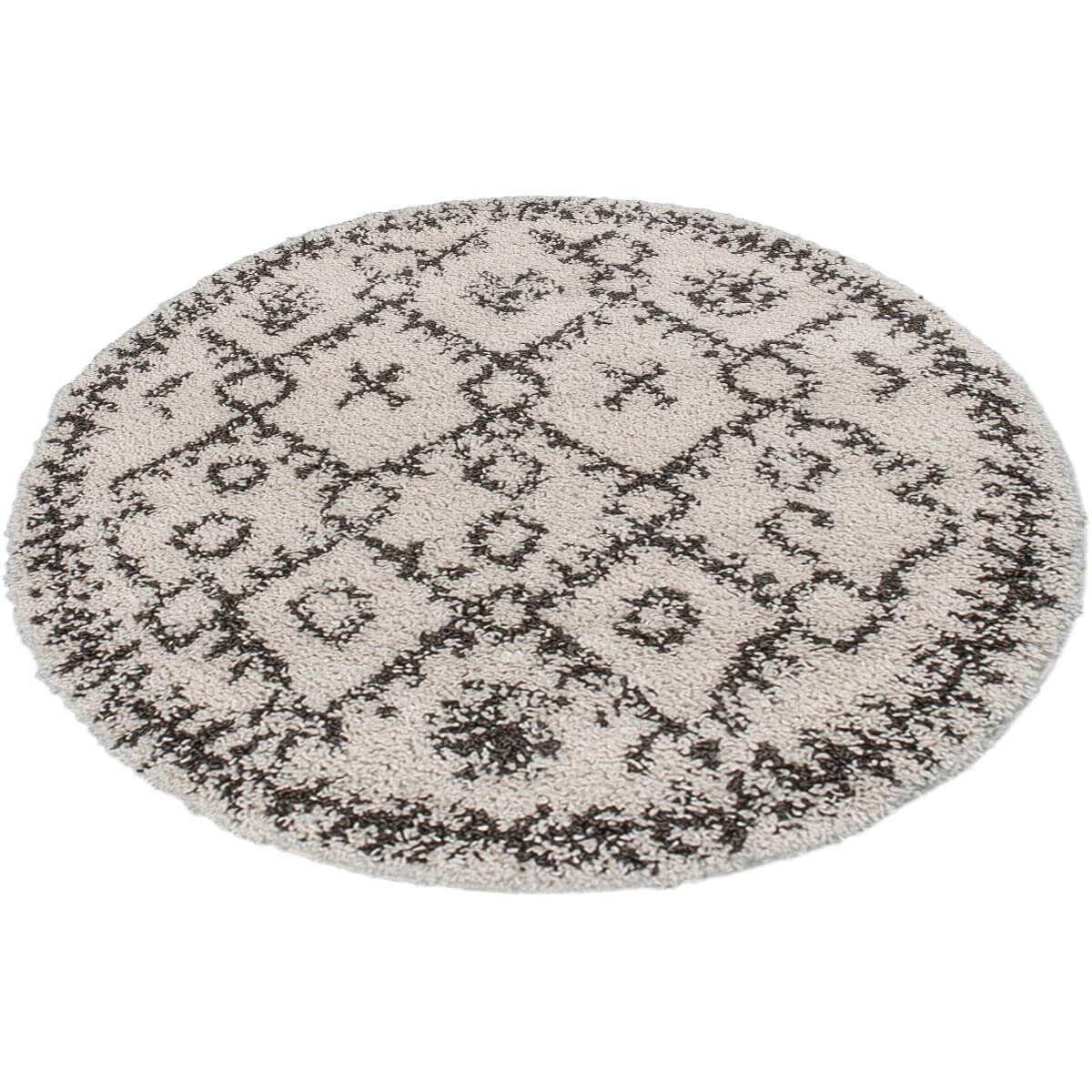 שטיח שאגי מרקש 06 קרם/שחור עגול | השטיח האדום