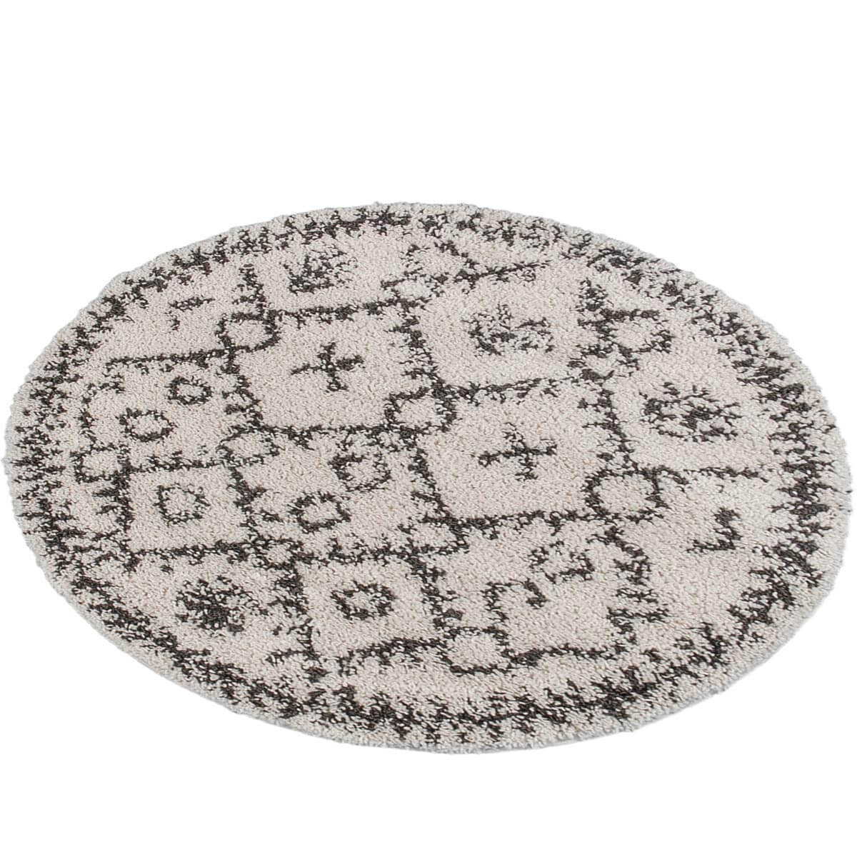 שטיח שאגי מרקש 06 קרם/שחור עגול | השטיח האדום