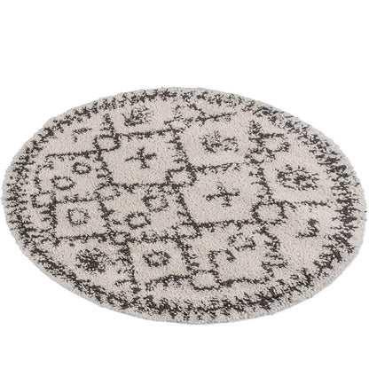 שטיח שאגי מרקש 06 קרם/שחור עגול | השטיח האדום