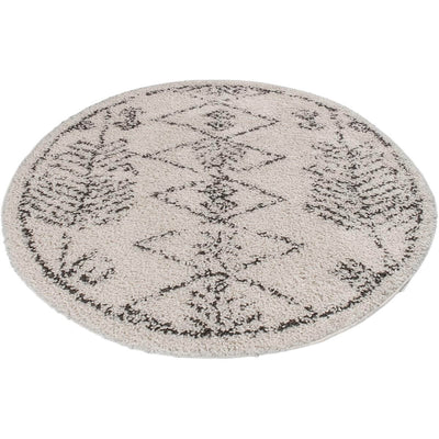 שטיח שאגי מרקש 01 קרם/שחור עגול | השטיח האדום