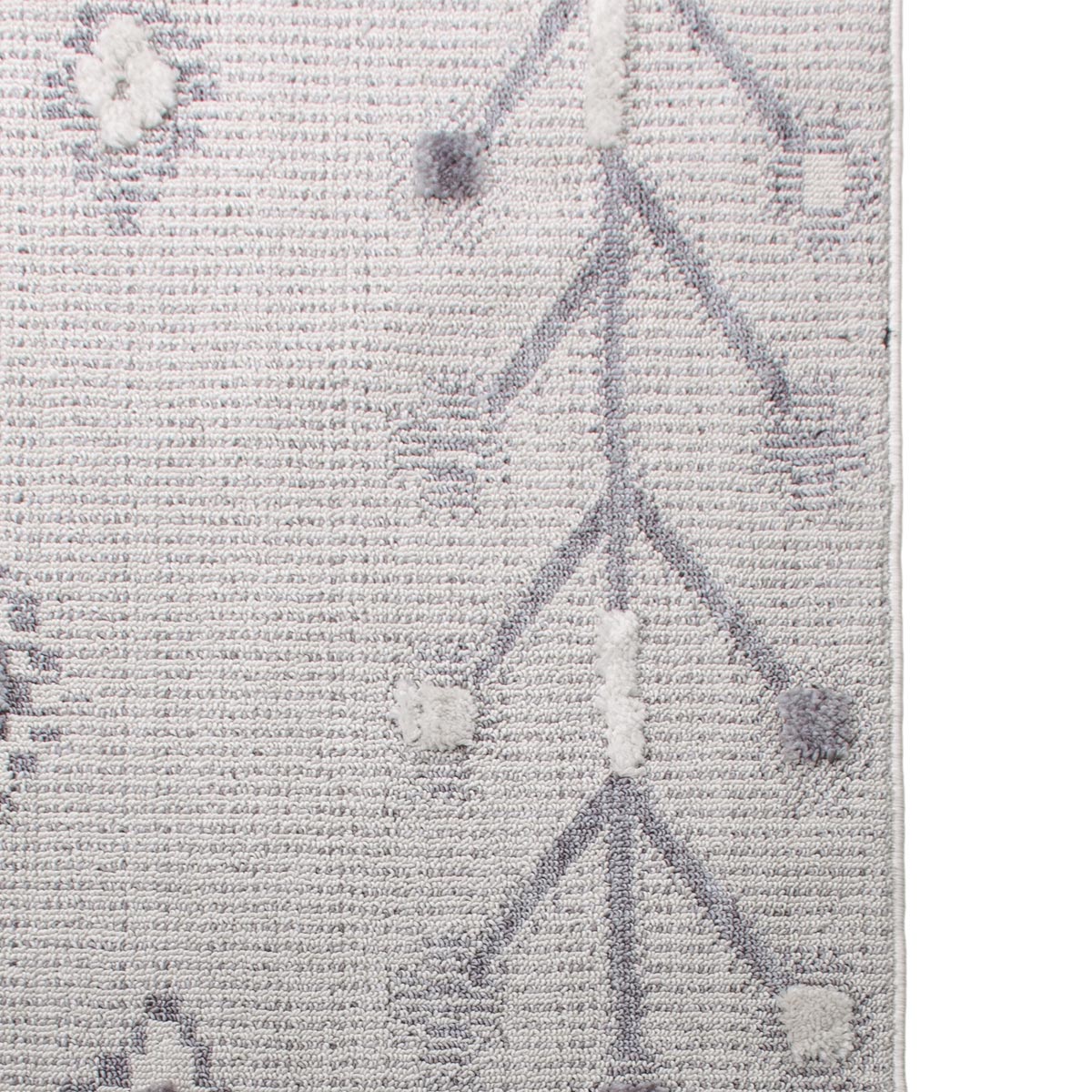 שטיח אטלס 13 אפור/קרם עם פרנזים | השטיח האדום