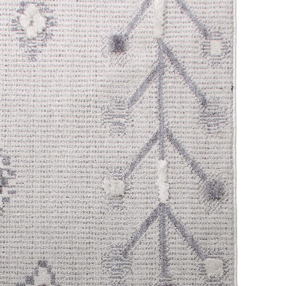 שטיח אטלס 13 אפור/קרם עם פרנזים | השטיח האדום