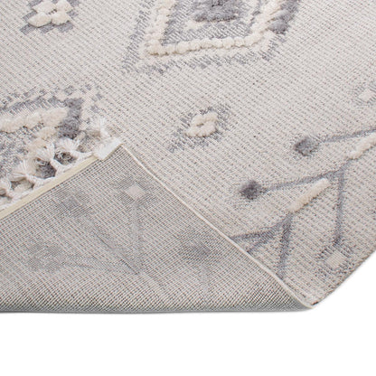 שטיח אטלס 13 אפור/קרם עם פרנזים | השטיח האדום