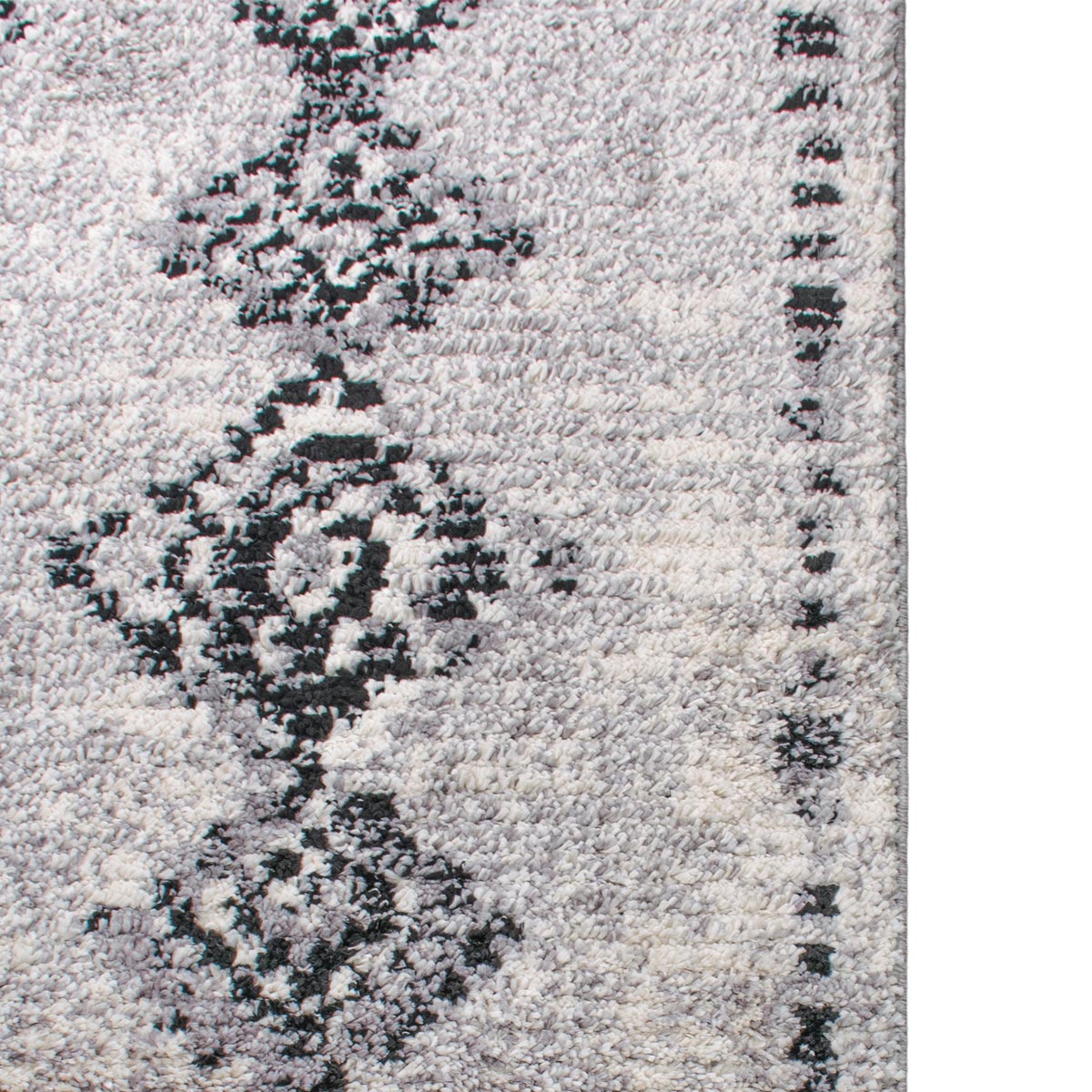 שטיח טנג'יר 09 אפור/שחור עם פרנזים | השטיח האדום