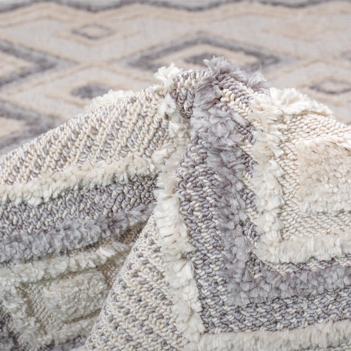 שטיח אטלס 12 אפור/קרם עגול | השטיח האדום