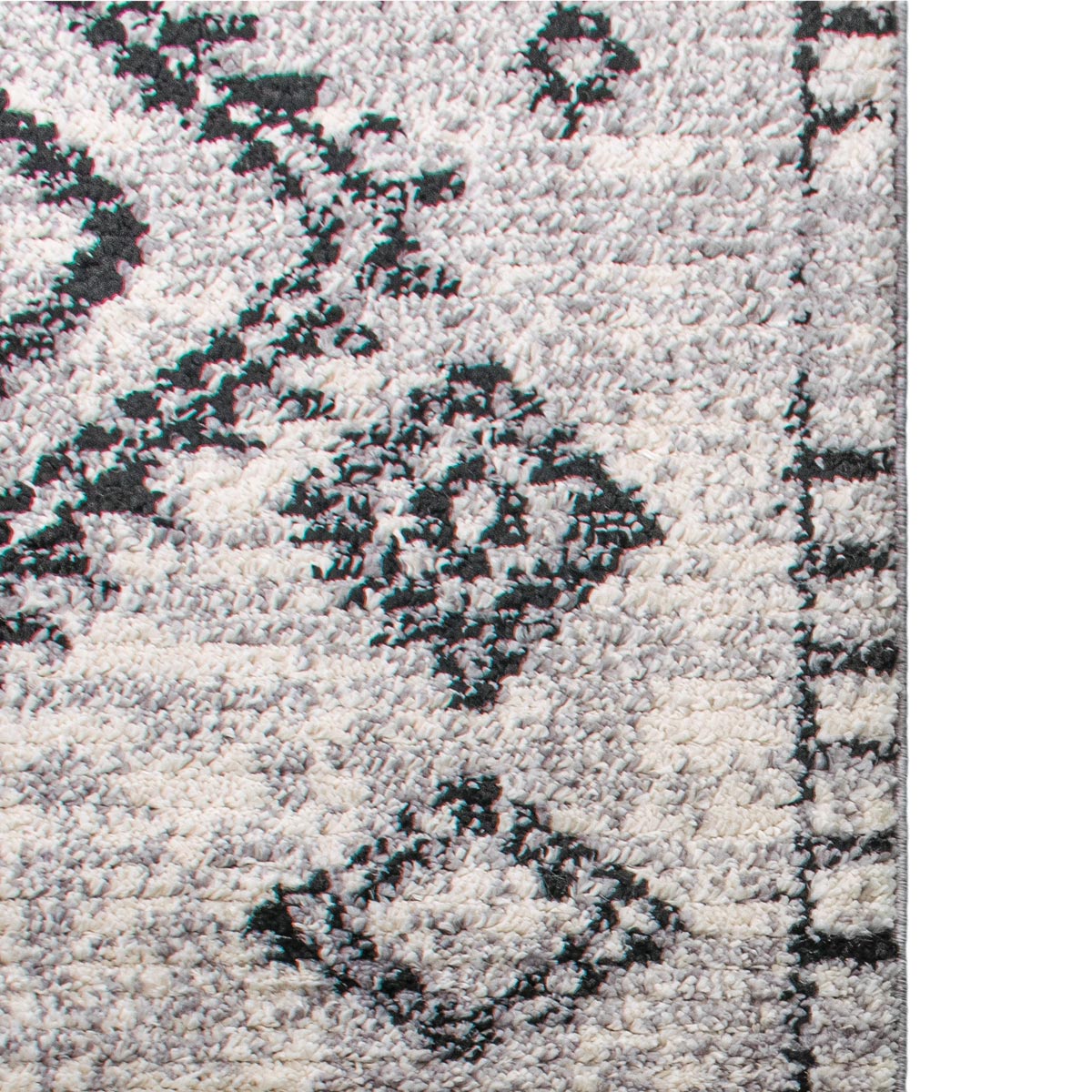 שטיח טנג'יר 10 אפור/שחור עם פרנזים | השטיח האדום