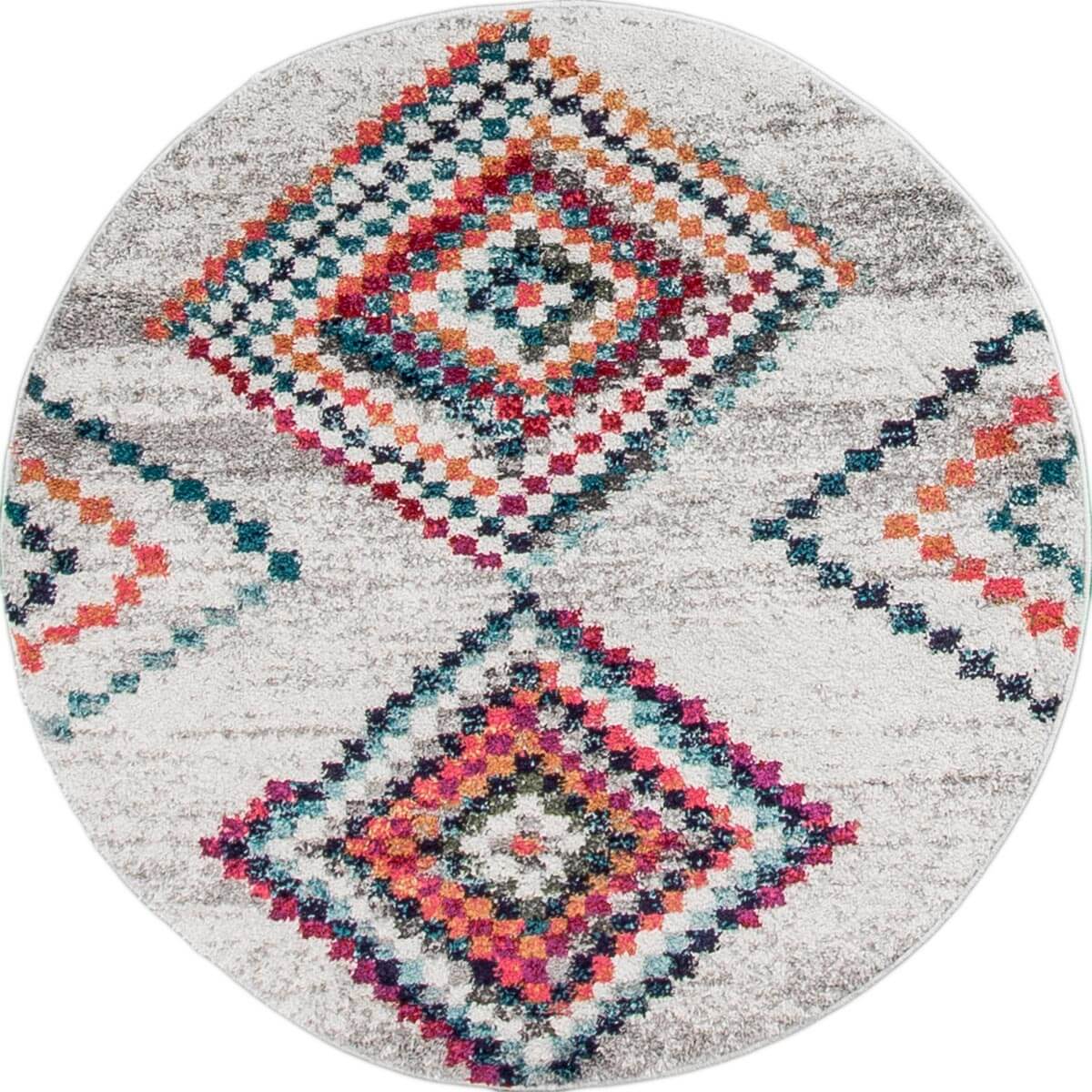 שטיח מיקונוס 02 קרם/אפור עגול | השטיח האדום