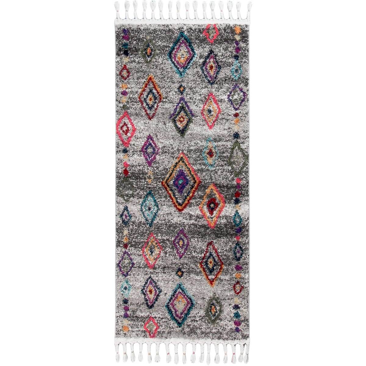 שטיח מיקונוס 03 אפור ראנר עם פרנזים | השטיח האדום