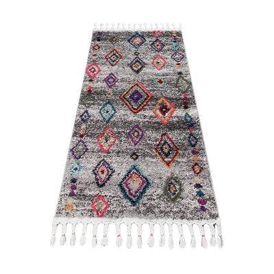 שטיח מיקונוס 03 אפור ראנר עם פרנזים | השטיח האדום