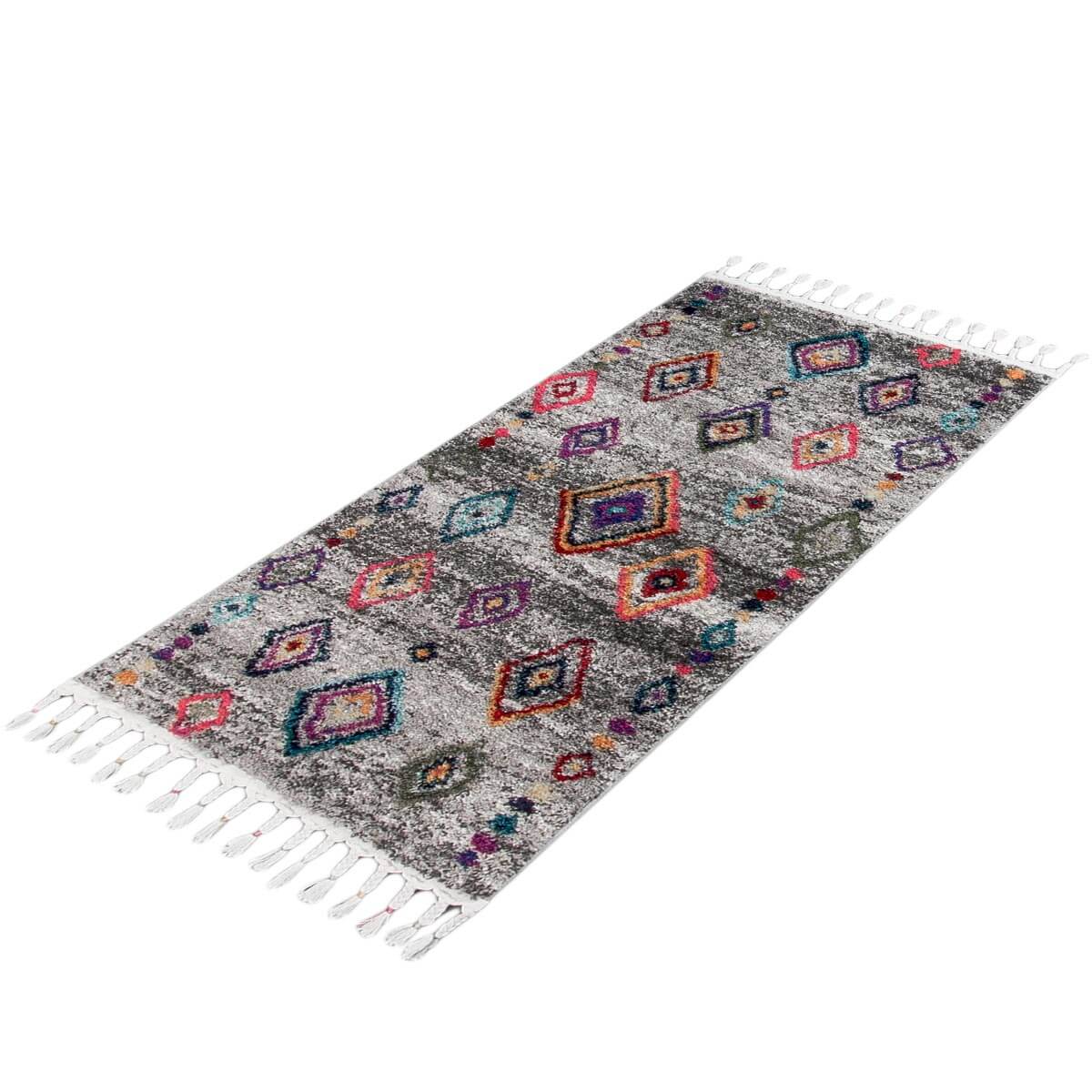 שטיח מיקונוס 03 אפור ראנר עם פרנזים | השטיח האדום