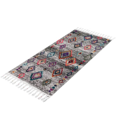 שטיח מיקונוס 03 אפור ראנר עם פרנזים | השטיח האדום