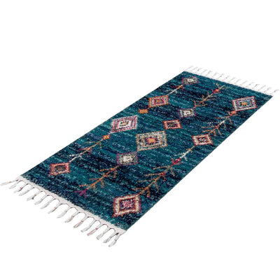 שטיח מיקונוס 01 כחול ראנר עם פרנזים | השטיח האדום