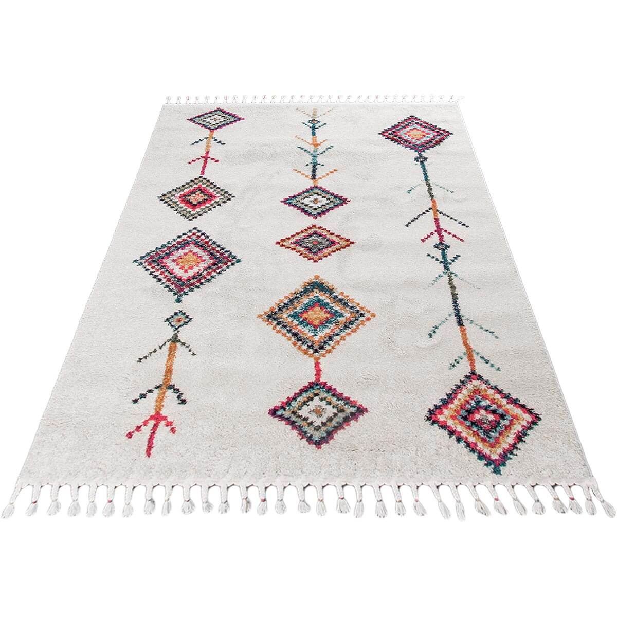 שטיח מיקונוס 01 קרם עם פרנזים | השטיח האדום